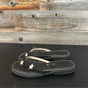 Kino Key West Sandal Flip Flop Women’s Thongs Black Square Toe Starfish Jewel 8